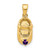 Image of 14K Yellow Gold 3-D Simulated February/Synthetic Stone Baby Shoe Pendant