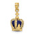 Image of 14K Yellow Gold 3-D w/ Enamel Crown w/ Cross On Top Pendant