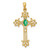 Image of 14K Yellow Gold 5x3mm Oval Emerald cross pendant