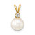 Image of 14K Yellow Gold 7-8mm Round White Saltwater Akoya Cultured Pearl Diamond Pendant