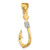 Image of 14K Yellow Gold and Rhodium 3-D Fish Hook with Rope Pendant