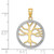 Image of 14K Yellow Gold and Rhodium 3-D Large Tree Of Life Round Frame Pendant