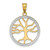 Image of 14K Yellow Gold and Rhodium 3-D Large Tree Of Life Round Frame Pendant