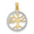 Image of 14K Yellow Gold and Rhodium 3-D Tree Of Life In Round Frame Pendant