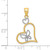 Image of 14K Yellow Gold and Rhodium Butterfly In Heart Pendant