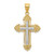 Image of 14K Yellow Gold and Rhodium Fleur De Lis Cross Pendant