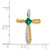 Image of 14K Yellow Gold and Rhodium Lab Created Emerald and Diamond Cross Pendant