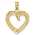Image of 14K Yellow Gold and Rhodium Polished & Textured Heart Pendant