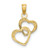 Image of 14K Yellow Gold and Rhodium Polished & Textured Intertwined Hearts Pendant