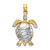 Image of 14K Yellow Gold and Rhodium Polished 3-D Moveable Sea Turtle Pendant