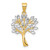 Image of 14K Yellow Gold and Rhodium Shiny-Cut Tree Pendant