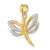 Image of 14K Yellow Gold and Rhodium Textured Dragonfly Pendant