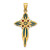 Image of 14K Yellow Gold Blue & Red Stained Glass Cross Pendant