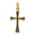 Image of 14K Yellow Gold Blue Stained Glass Tapered Cross Pendant