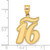 Image of 14K Yellow Gold Brushed Border Script Number 16 Pendant