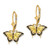 14K Yellow Gold Butterfly w/ Yellow Stained Glass Wings Leverback Earrings H1104