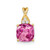 Image of 14K Yellow Gold Checkerboard Created Pink Sapphire and Diamond Pendant