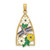 Image of 14K Yellow Gold Enamel Dragonfly & Flowers In Triangle Pendant