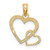 Image of 14K Yellow Gold Flat Two Hearts Intertwined Pendant