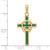 Image of 14K Yellow Gold Green Enameled Claddagh Cross Pendant