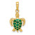 Image of 14k Yellow Gold Green Enameled Sea Turtle Pendant K3309GN