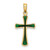 Image of 14K Yellow Gold Green Stained Glass Tapered Cross Pendant