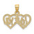 Image of 14K Yellow Gold I Love You Double Heart Pendant