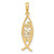 Image of 14K Yellow Gold Ichthys Fish w/ Jesus Pendant