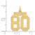 Image of 14K Yellow Gold Medium Satin Number 80 Charm