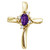 Image of 14K Yellow Gold Oval Amethyst & Diamond Cross Pendant (Chain NOT included)