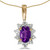 Image of 14k Yellow Gold Oval Amethyst And Diamond Pendant (Chain NOT included)