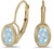 14k Yellow Gold Oval Aquamarine Bezel Lever-back Earrings
