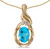 Image of 14k Yellow Gold Oval Blue Topaz And Diamond Pendant (Chain NOT included) (CM-P1241X-12)