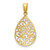 Image of 14K Yellow Gold Polished & Textured Small Filigree Teardrop Pendant