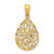 Image of 14K Yellow Gold Polished & Textured Small Filigree Teardrop Pendant