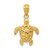 Image of 14K Yellow Gold Polished & Textured Small Shiny-Cut Turtle Pendant