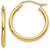 Image of 20mm 14K Yellow Gold Polished 2mm Tube Hoop Earrings T916
