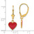 Image of 26mm 14K Yellow Gold Polished Enameled Heart Dangle Leverback Earrings
