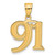 Image of 14K Yellow Gold Polished Etched Number 91 Pendant