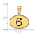 Image of 14K Yellow Gold Polished Number 6 Black Epoxy Oval Pendant