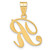 Image of 14K Yellow Gold Script Letter R Initial Pendant with Diamond