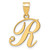 Image of 14K Yellow Gold Script Letter R Initial Pendant with Diamond