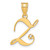 Image of 14K Yellow Gold Script Letter Z Initial Pendant with Diamond