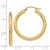 Image of 30mm 14K Yellow Gold Shiny-Cut 3mm Round Hoop Earrings TC264