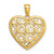 Image of 14K Yellow Gold Shiny-Cut Heart Pattern On Heart Pendant