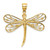 Image of 14k Yellow Gold Shiny-Cut White Rhodium Dragonfly Pendant