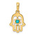 Image of 14K Yellow Gold Simulated Turquoise Chamseh Pendant