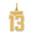 Image of 14K Yellow Gold Small Satin Number 13 Charm
