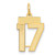 Image of 14K Yellow Gold Small Satin Number 17 Charm