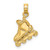 Image of 14K Yellow Gold Solid Polished 3-Dimensional Rollerblade Pendant